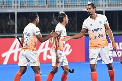 Indian Mens Junior Hockey Team Players Celebrate A Goal.jpg