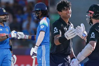 Virat Kohli With Kl Rahul Left And Rachin Ravindra With Kane Williamson Right.jpg