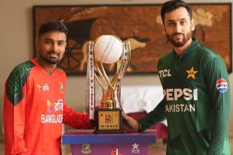 Bangladesh Captain Litton Das Left And Pakistan Skipper Salman Ali Agha Right Pose With The Ban Vs P.jpeg