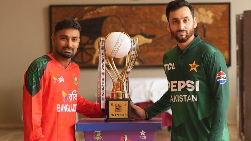 Bangladesh Captain Litton Das Left And Pakistan Skipper Salman Ali Agha Right Pose With The Ban Vs P.jpeg