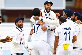 India National Cricket Team Players Celebrate A Wicket.jpg