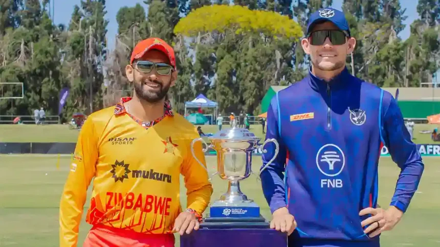 Zimbabwe Captain Sikandar Raza Left And Namibia Skipper Gerhard Erasmus Right.jpg